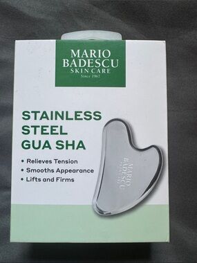 Mario Badescu Stainless Steel Gua Sha - Silver and Green Packaging